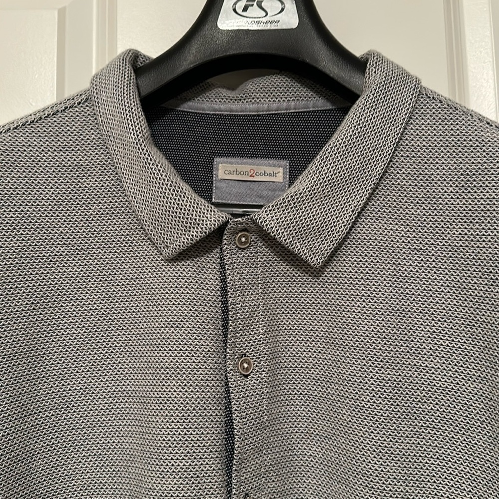 Carbon 2 Cobalt Gray Textured Casual Short Sleeve Button Down